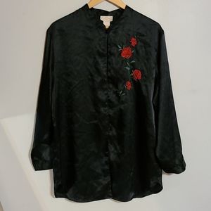 Vintage Inner Most Satin Rose Kimono Pajama Top